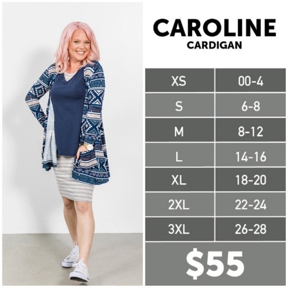LuLaRoe Blue and White Patterned Open Front Cardigan Size XL - Picture 8 of 8